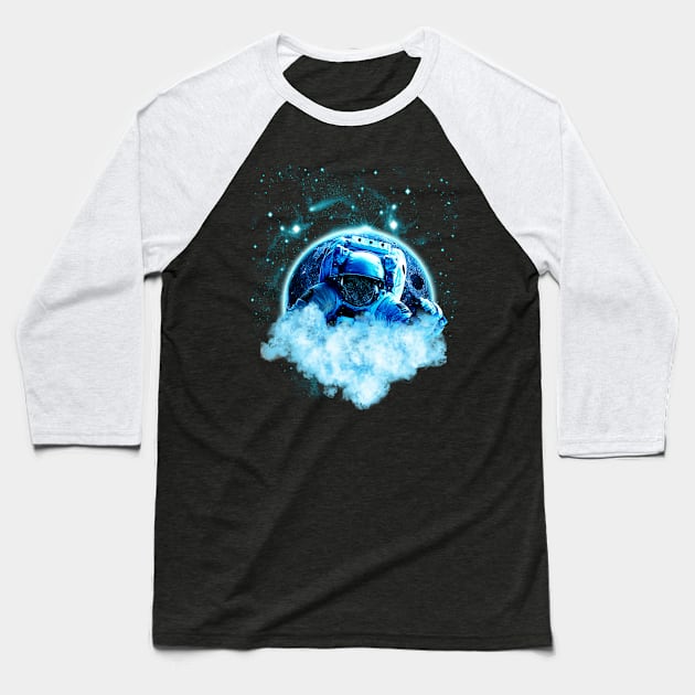 Astronaut Blue Moon Dream Catcher Baseball T-Shirt by Ratherkool